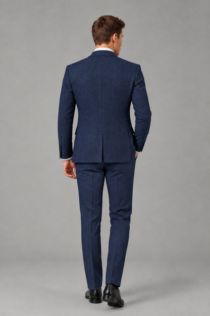 Savile Men's Grey Notch Lapel 3-Piece Suit Set | Jacket, Vest & Trousers - Navy Blue - Navy Blue
