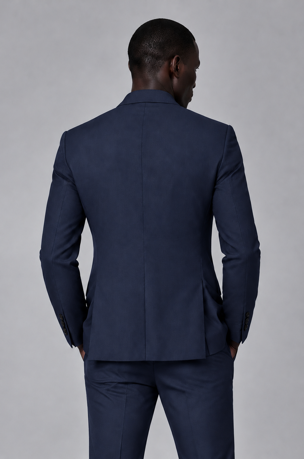 Savile Men's Navy Blue Double Breasted Slim Fit 2-Piece Suit Set – Blazer & Trousers | Wedding Gala Formal - Navy Blue - Navy Blue_03