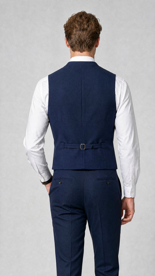 Men's Classic Navy Blue Double-Breasted Shawl Lapel Suit Vest | Savile QX0100 - Navy Blue