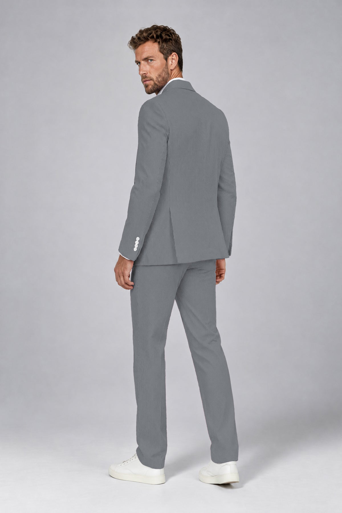 Savile Men's Navy Blue Striped 2-Piece Suit Set – Notch Lapel Blazer & Tailored Trousers - Navy Blue - Navy_Blue(3)