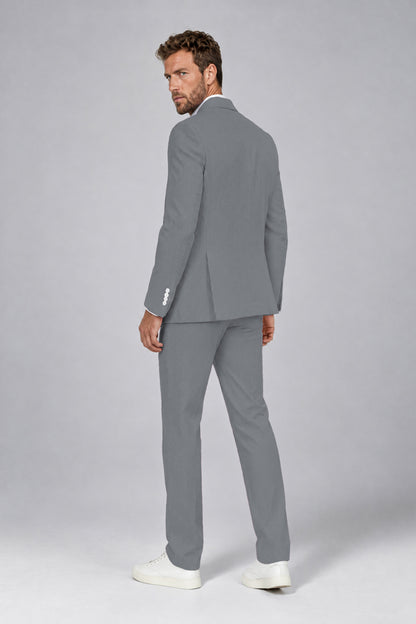Savile Men's Navy Blue Striped 2-Piece Suit Set – Notch Lapel Blazer & Tailored Trousers - Navy Blue - Navy_Blue(3)