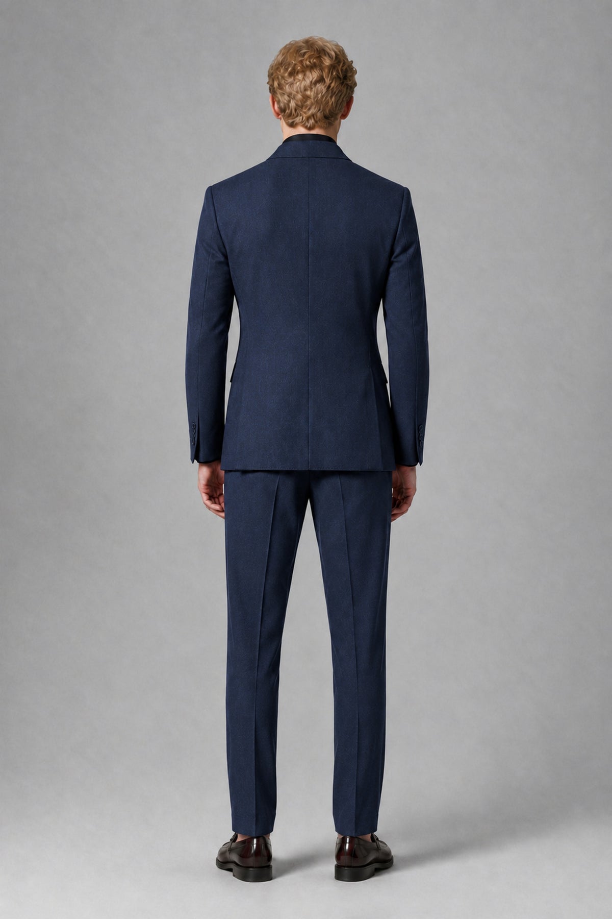Savile Men's Navy Blue Double-Breasted Two-Piece Suit - Navy Blue