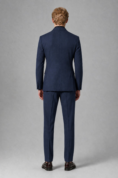 Savile Men's Navy Blue Double-Breasted Two-Piece Suit - Navy Blue