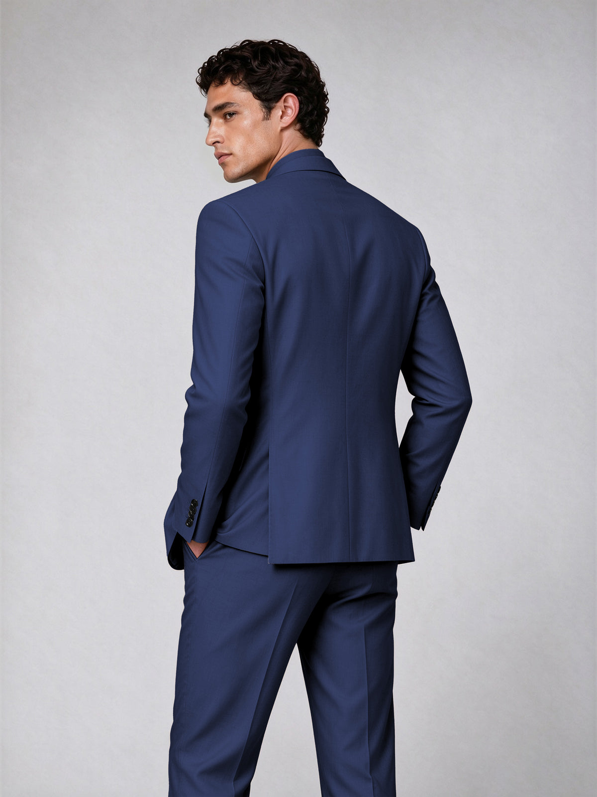 Savile Men's Navy Blue Double-Breasted 2-Piece Suit Set – Blazer & Trousers - Navy Blue