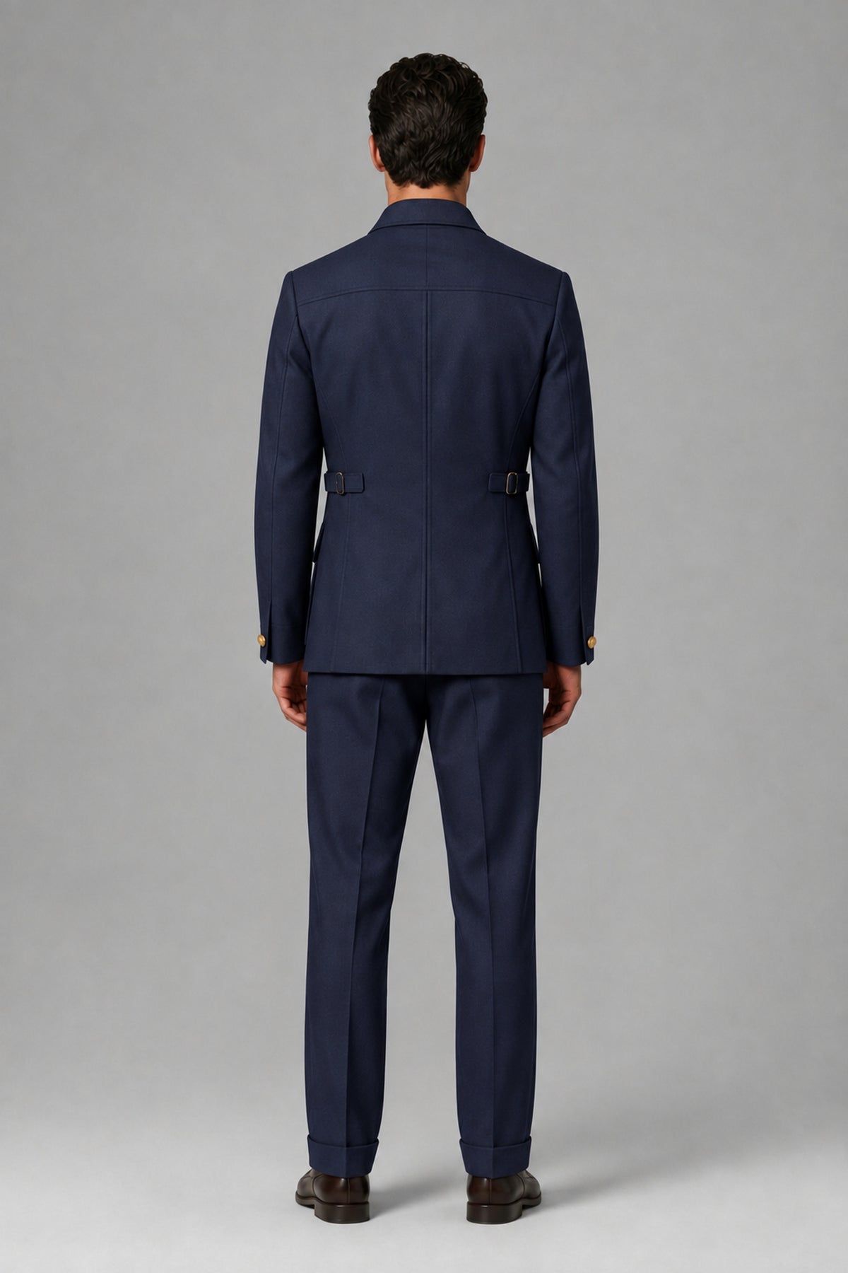 Savile Navy Blue Safari Jacket & Trousers Two-Piece Men's Suit - Navy Blue