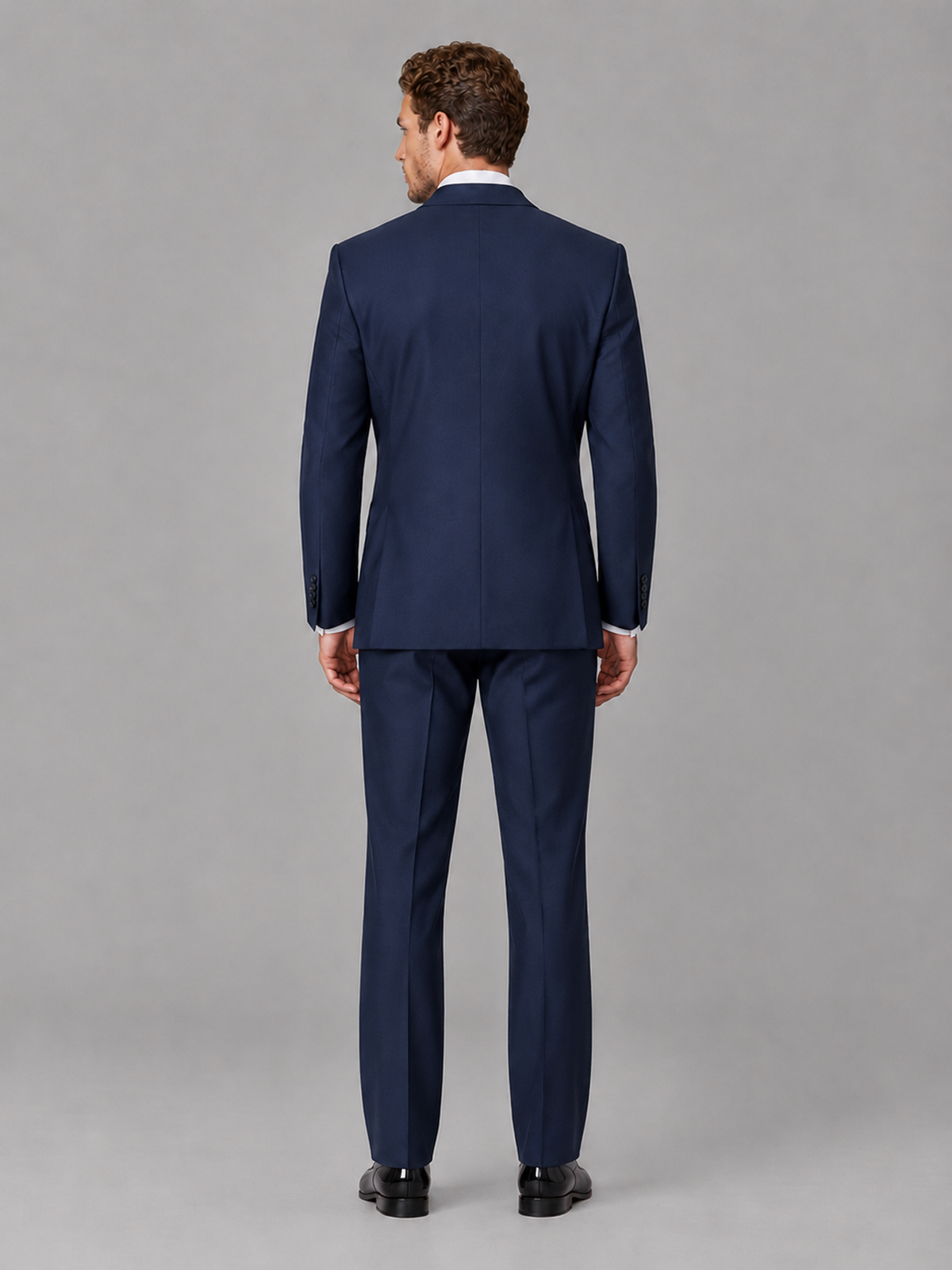 Savile Men's Navy Blue Peak Lapel 3-Piece Tuxedo Suit | Jacket, Vest & Trousers - Navy Blue
