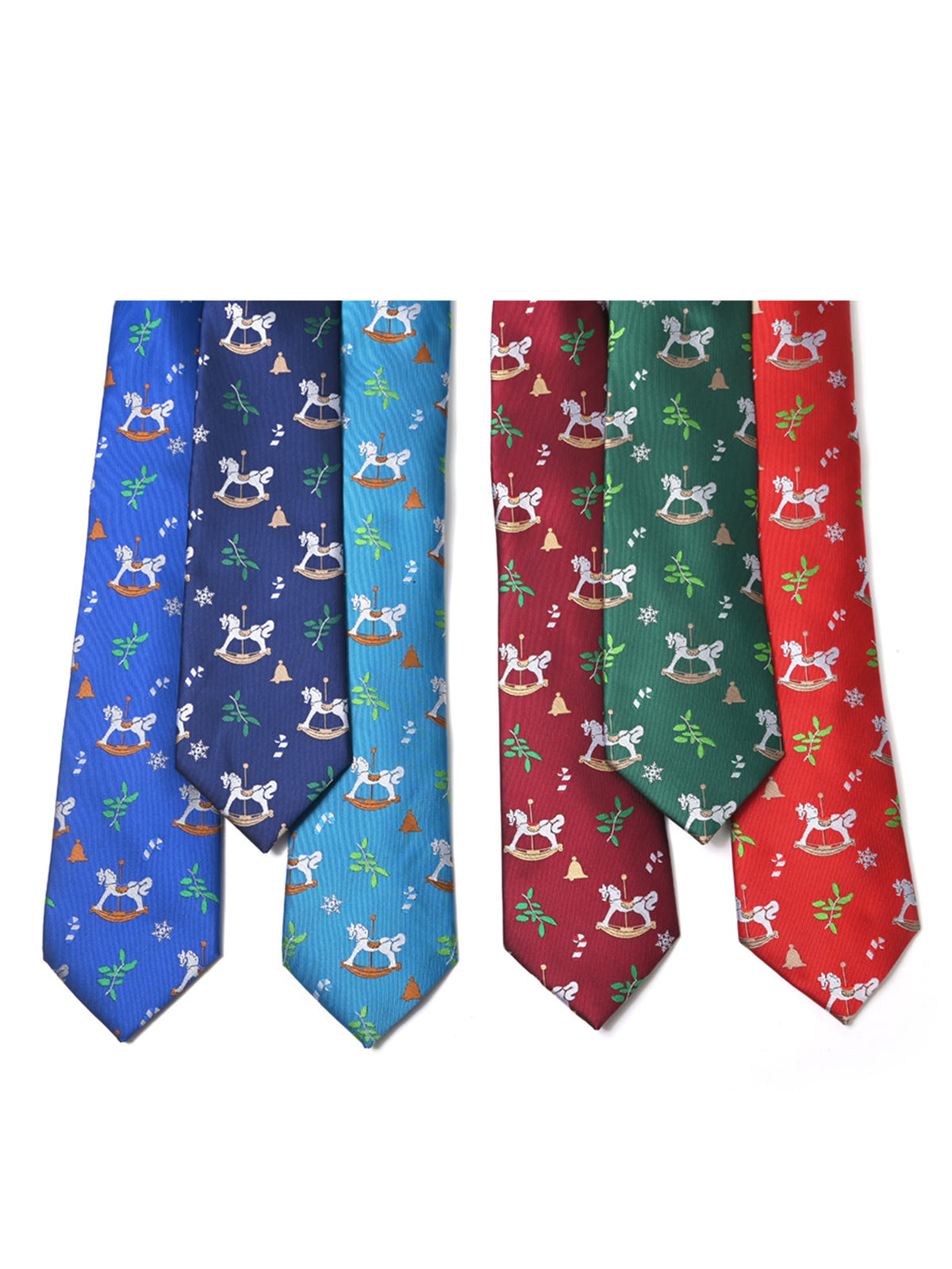 Savile Men's Christmas Holiday Rocking Horse Necktie – Festive Navy Blue Classic Tie - Navy Blue