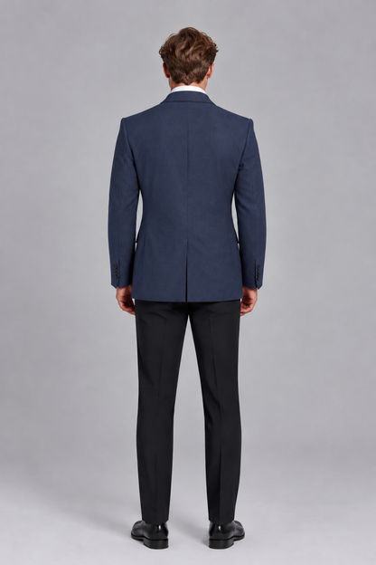 Savile Men's Navy Blue Double-Breasted Peak Lapel Blazer - Navy Blue