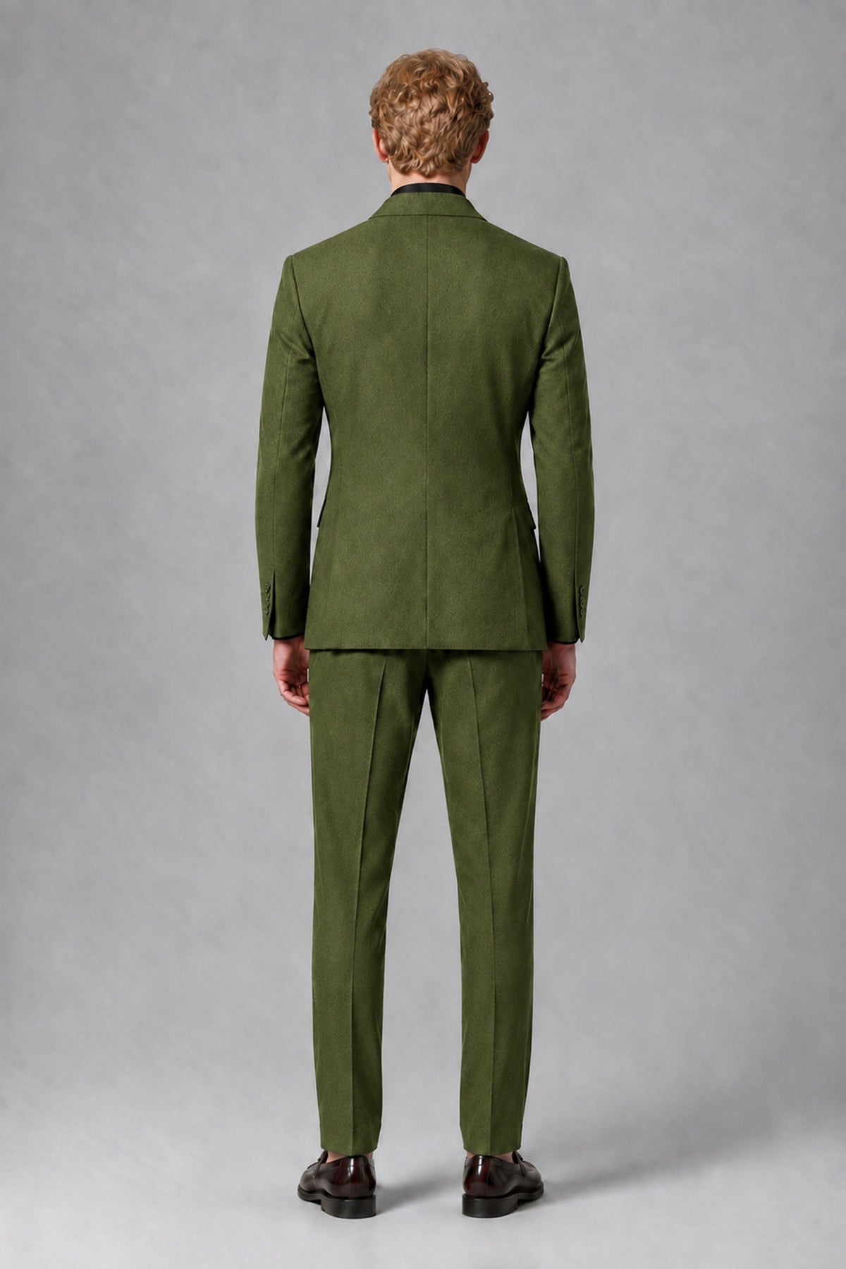 Savile Men's Olive Green Double-Breasted Two-Piece Suit - Olive Green
