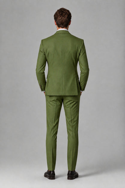Savile Men's Dusty Olive Green 3-Piece Suit – Jacket, Vest & Trousers | QX0113 - Olive Green