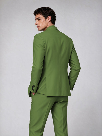 Savile Men's Olive Green Double-Breasted 2-Piece Suit Set – Blazer & Trousers - Olive Green