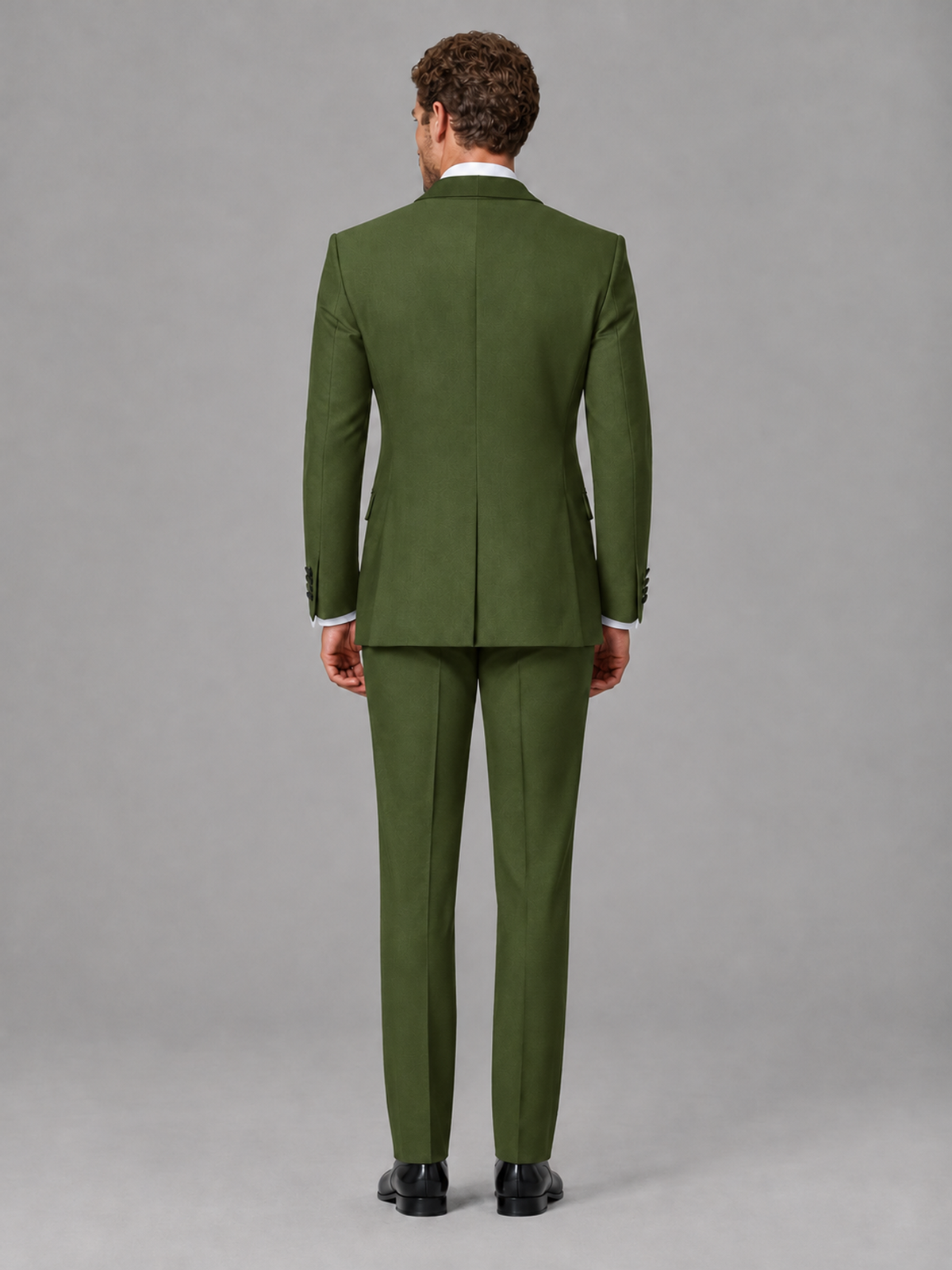 Savile Men's Olive Green Velvet Shawl Lapel Tuxedo Suit – Modern Side-Buckle Dinner Jacket & Trousers 2-Piece Set - Olive Green