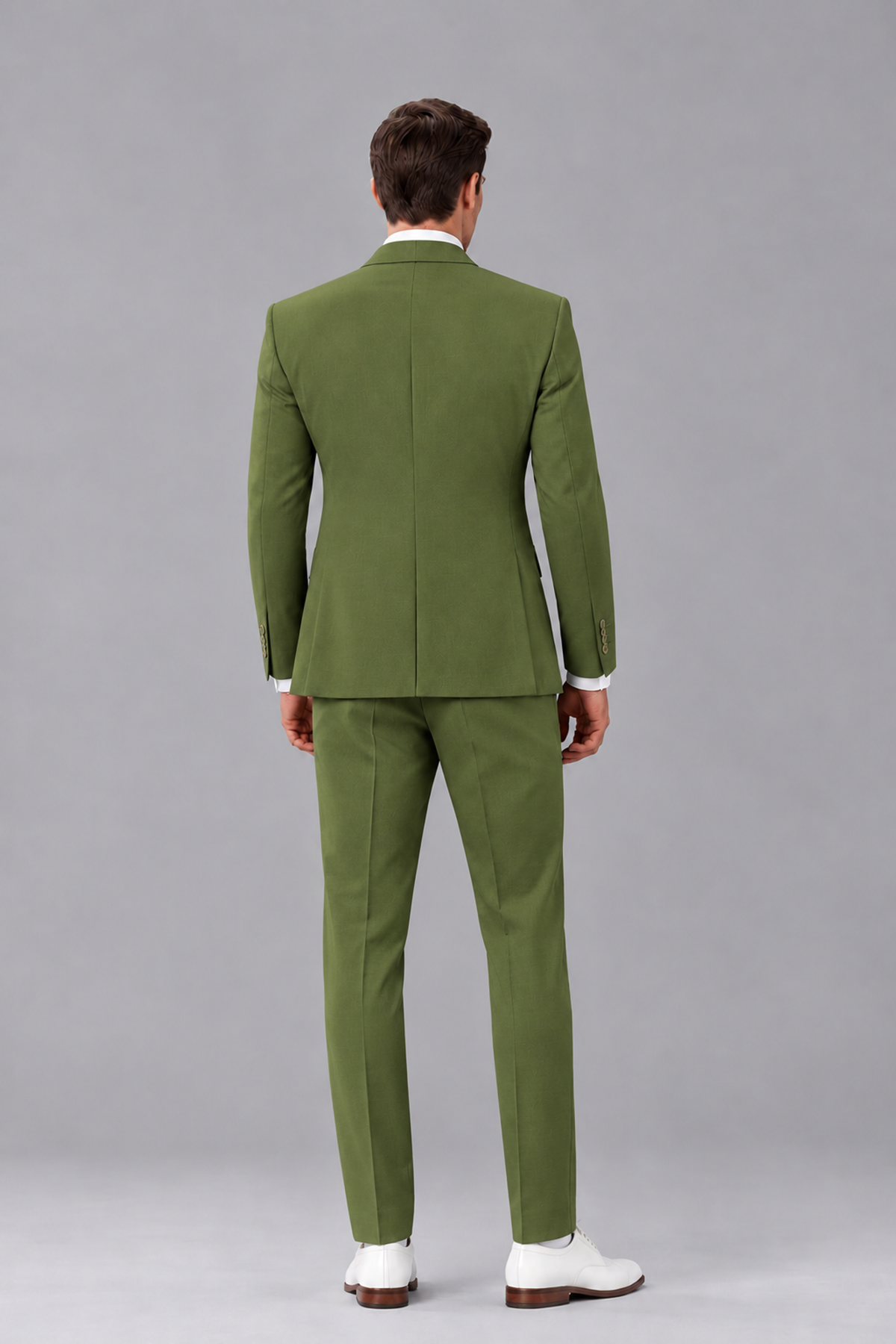 Savile Olive Green 3-Piece Suit with Notch Lapel & Chain Vest - Olive Green