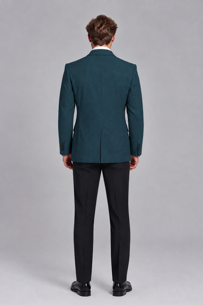 Savile Men's Peacock Double-Breasted Peak Lapel Blazer - Peacock