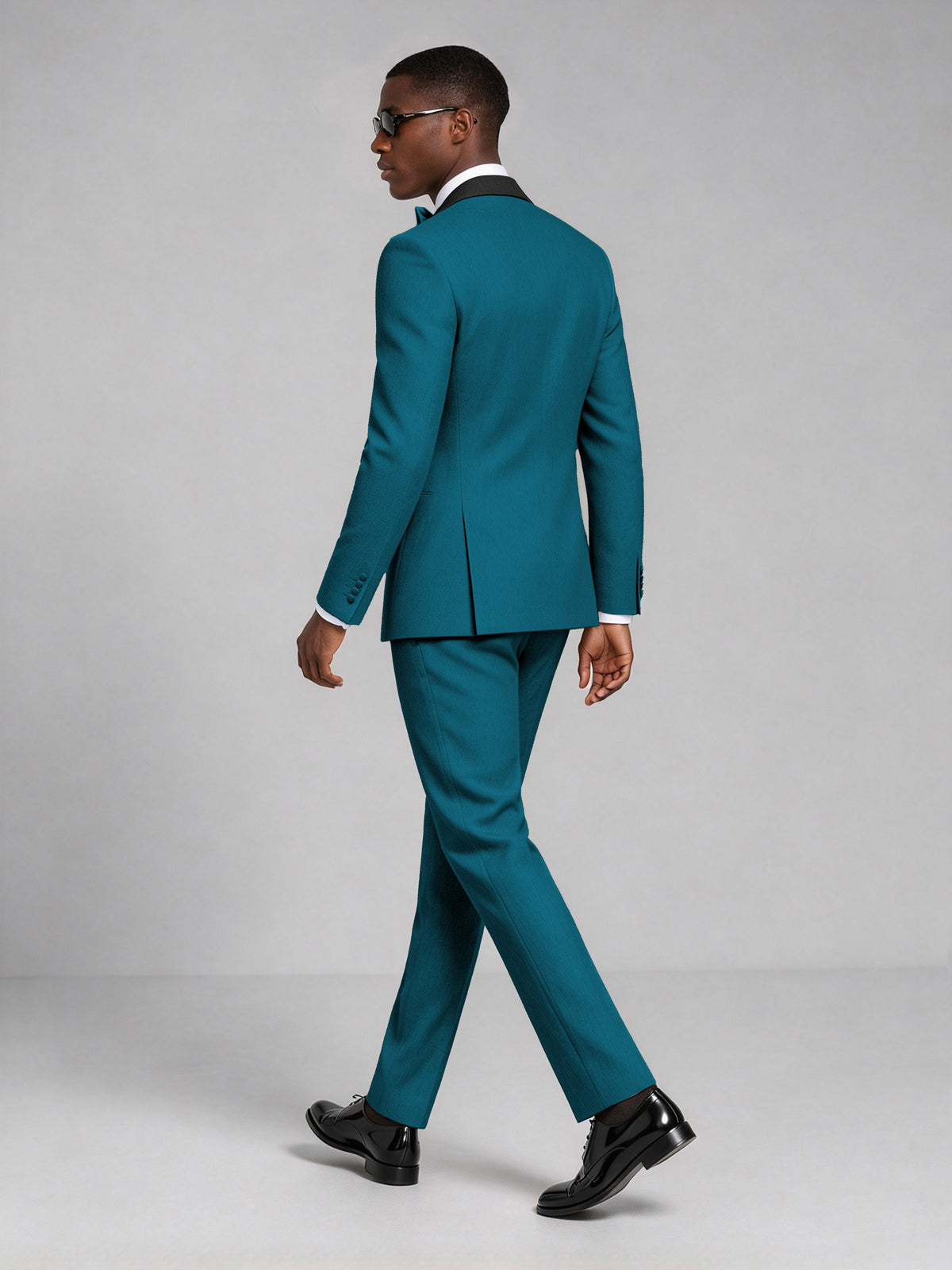 Men's Peacock Double-Breasted Tuxedo Suit – Satin Shawl Lapel Peacock-Tie Wedding & Gala 2-Piece Set - Peacock