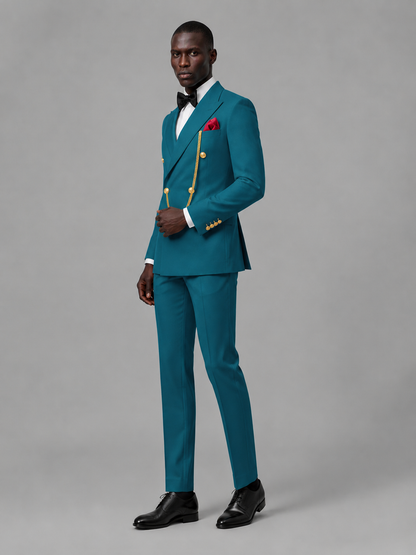 Men's Peacock Double-Breasted 2-Piece Suit Set – Jacket & Trousers | Peacock Chain - Peacock