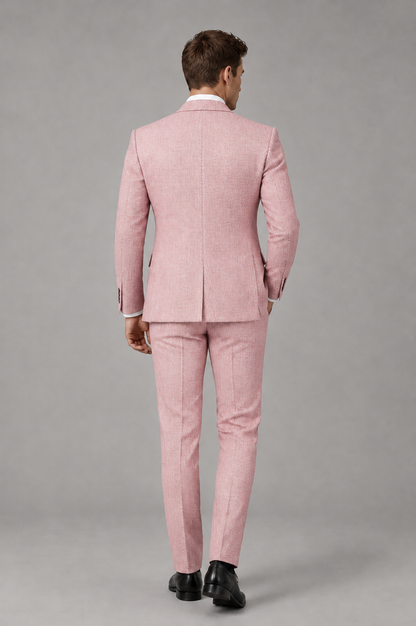 Savile Men's Grey Notch Lapel 3-Piece Suit Set | Jacket, Vest & Trousers - Pink - Pink