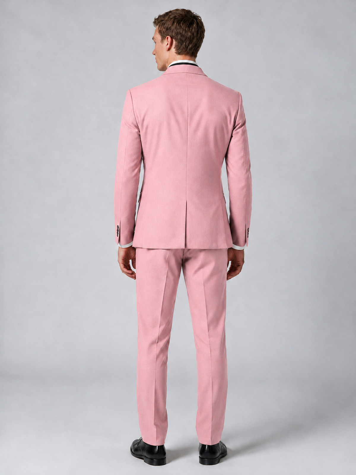 Savile Men's Pink Wrap Shawl Lapel 2-Piece Suit Set – Modern Jacket & Trousers - Pink - Pink_3