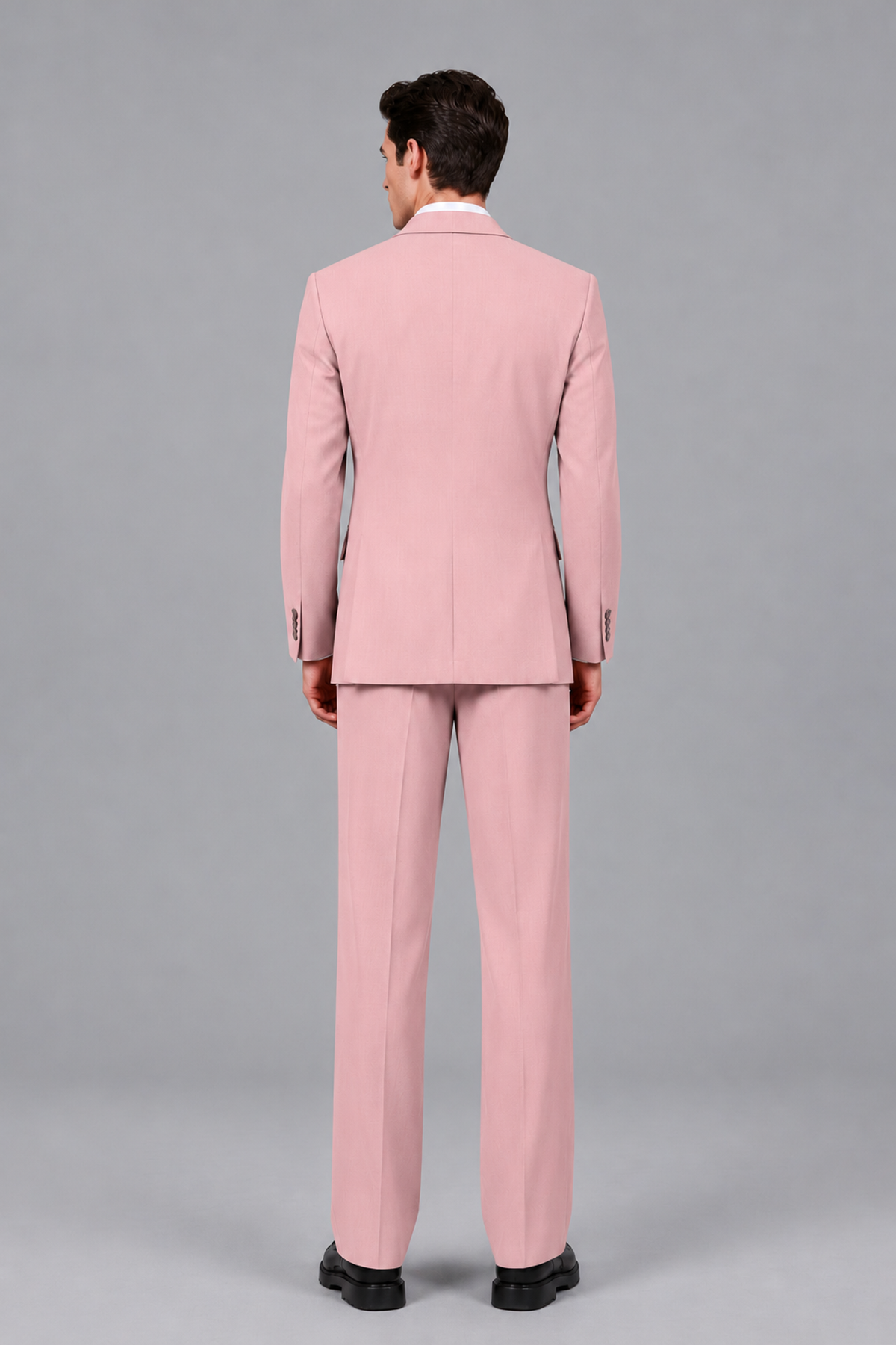 Savile Men's Pink Pleated 2-Piece Suit Set | Notch Lapel Blazer & Tailored Trousers - Pink - Pink_3