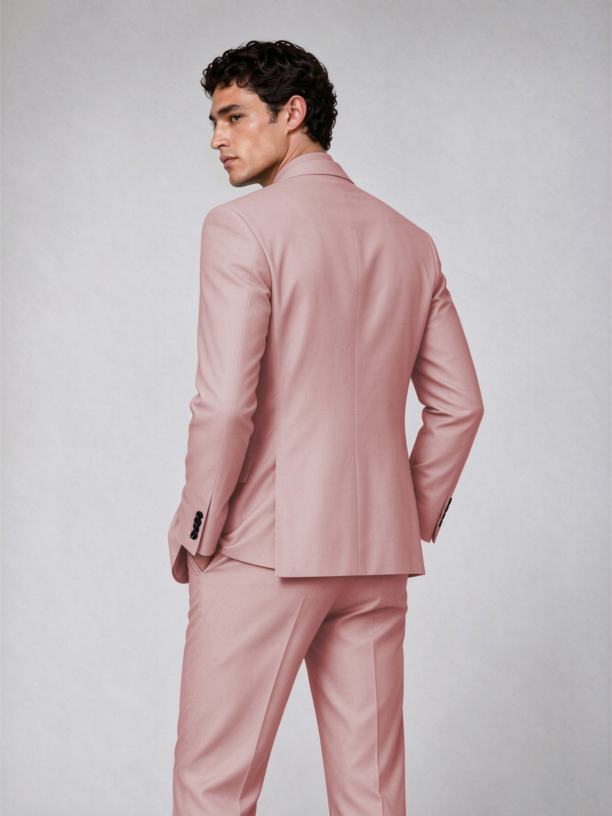 Savile Men's Pink Double-Breasted 2-Piece Suit Set – Blazer & Trousers - Pink