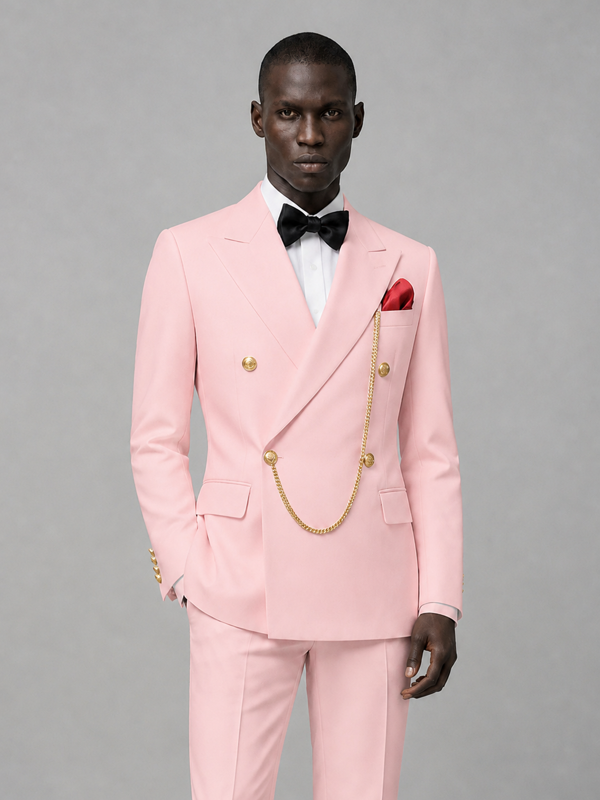 Men's Pink Double-Breasted 2-Piece Suit Set – Jacket & Trousers | Pink Chain - Pink
