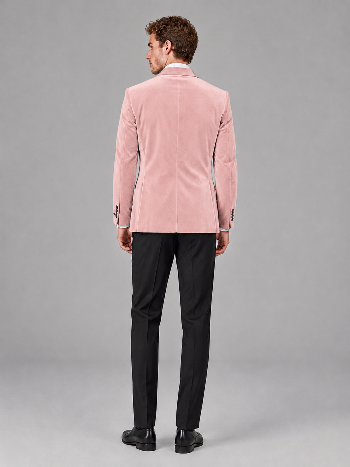 Savile Men's Pink Velvet Peak Lapel 2-Piece Tuxedo Suit Set | Jacket & Trousers - Pink