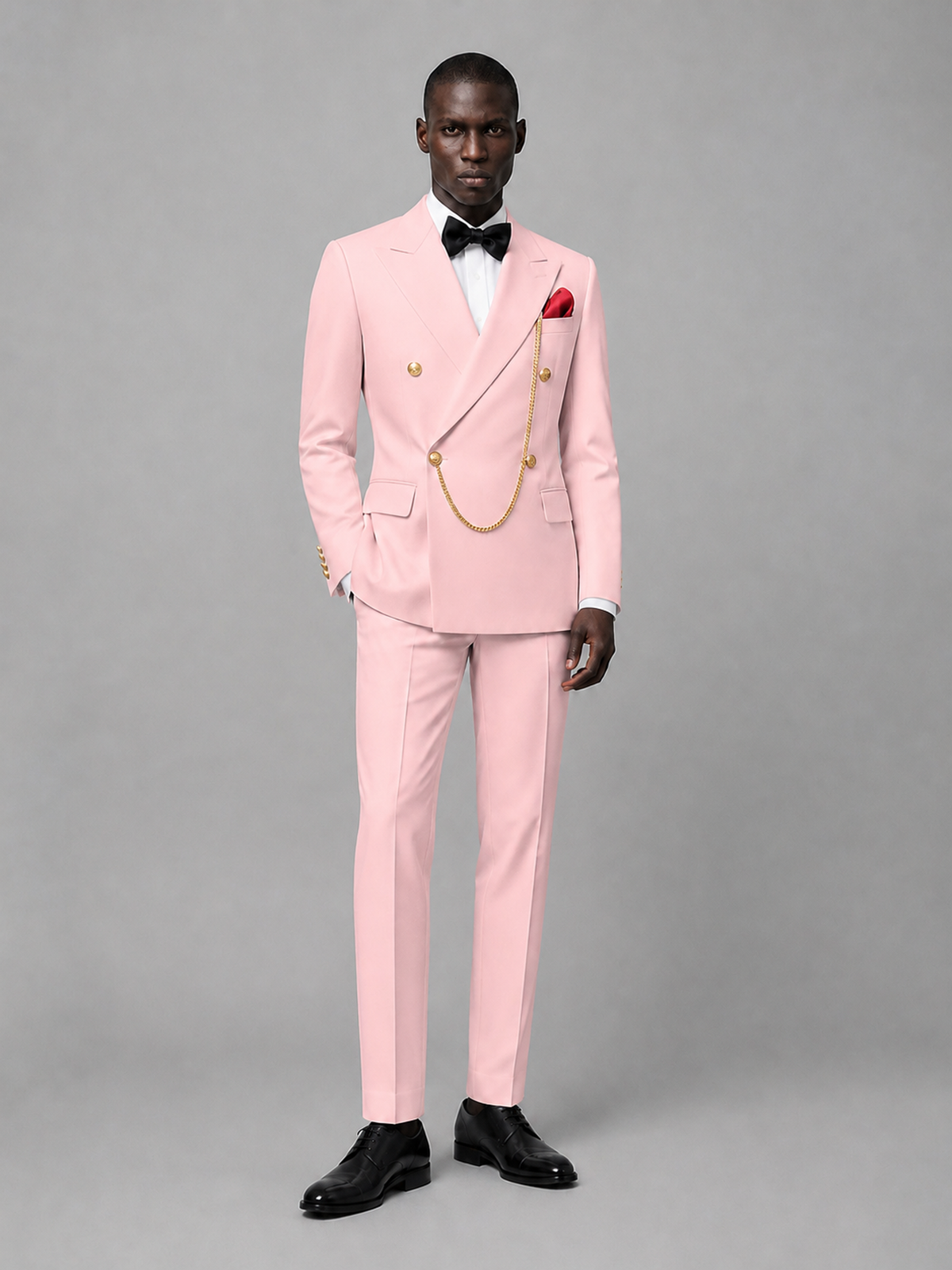 Men's Pink Double-Breasted 2-Piece Suit Set – Jacket & Trousers | Pink Chain - Pink