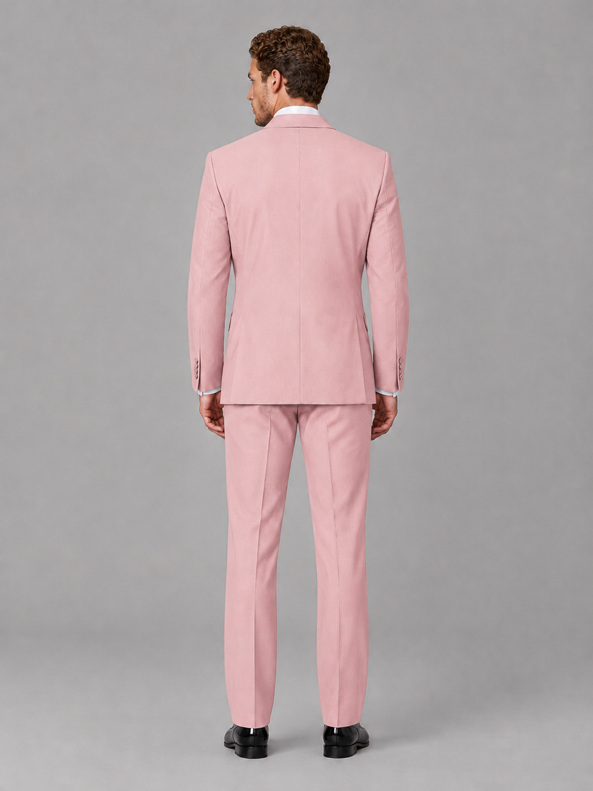 Savile Men's Pink Peak Lapel 3-Piece Tuxedo Suit | Jacket, Vest & Trousers - Pink