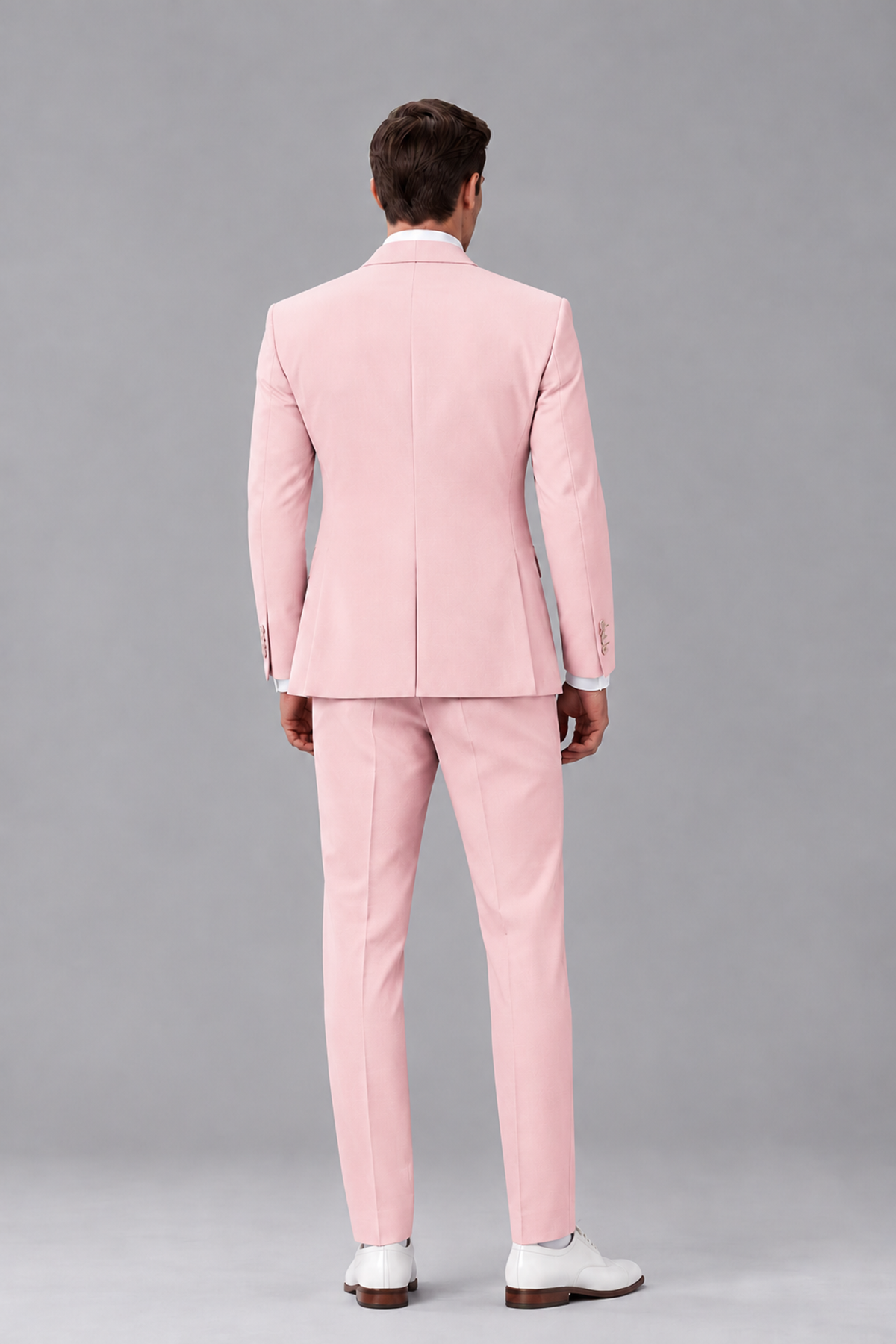Savile Pink 3-Piece Suit with Notch Lapel & Chain Vest - Pink