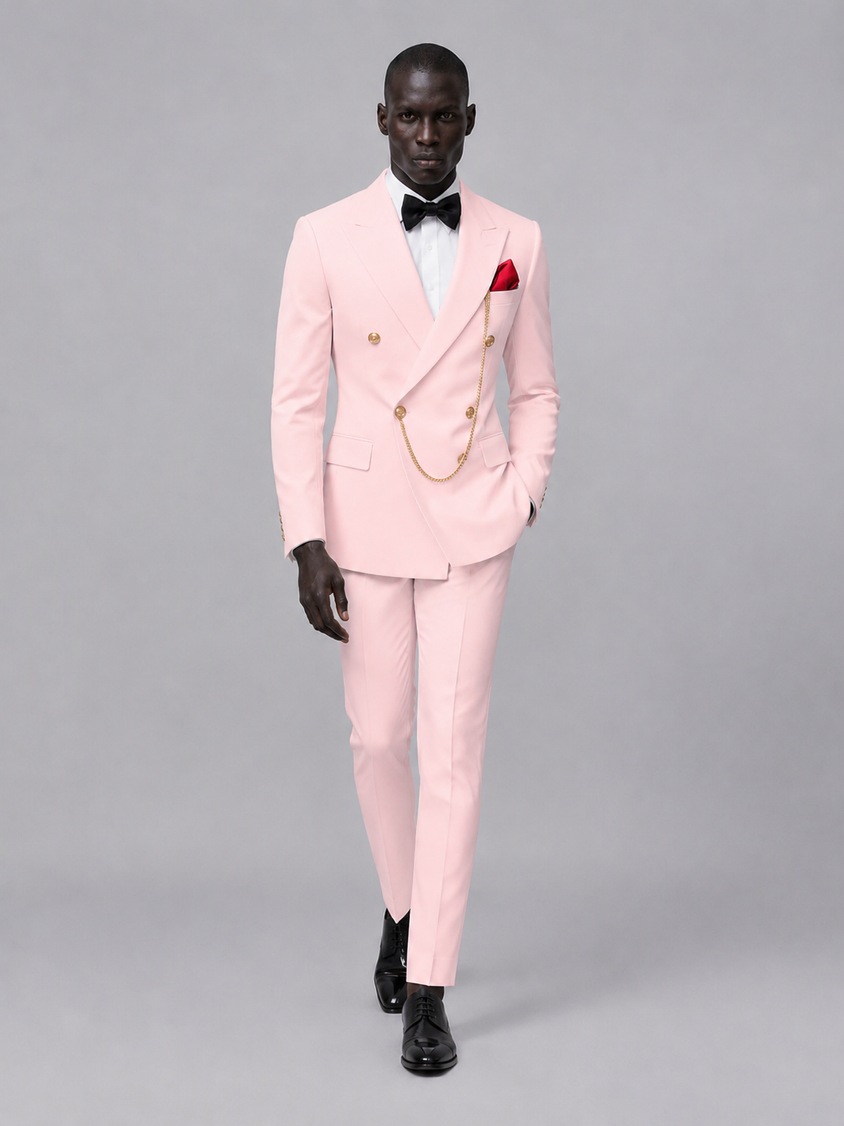 Men's Pink Double-Breasted 2-Piece Suit Set – Jacket & Trousers | Pink Chain - Pink