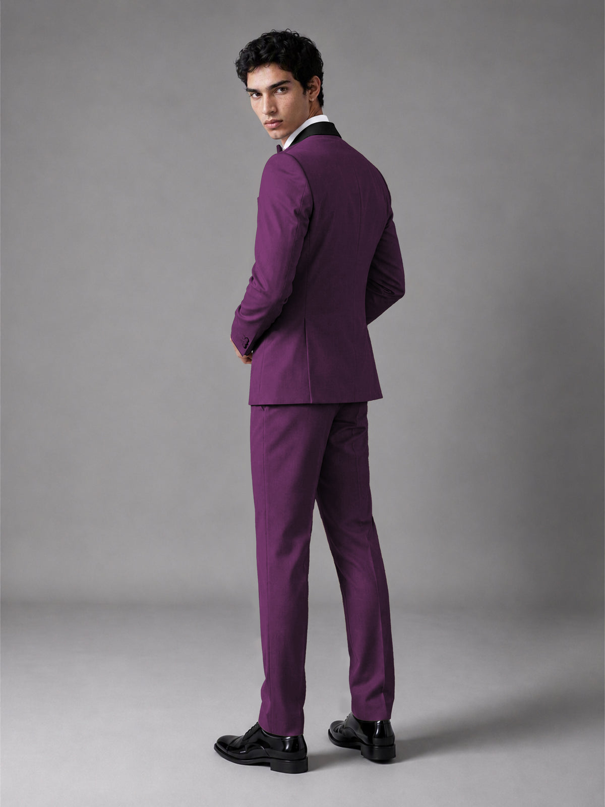 Men's Pink Double-Breasted Satin Peak Lapel Tuxedo Suit Set (Jacket + Trousers) - Pink