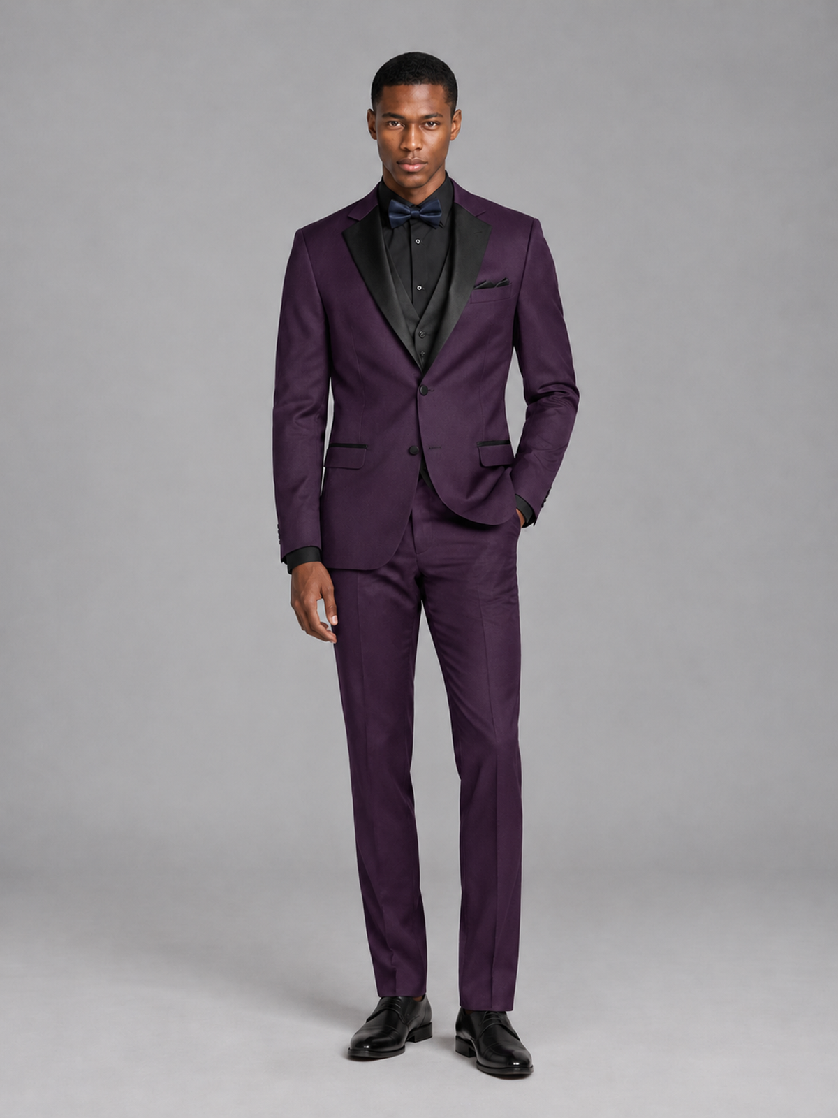 Savile Men's Plum Contrast Shawl Lapel Tuxedo Suit – 3-Piece Wedding, Prom & Black-Tie Formal Set - Plum - Plum_2