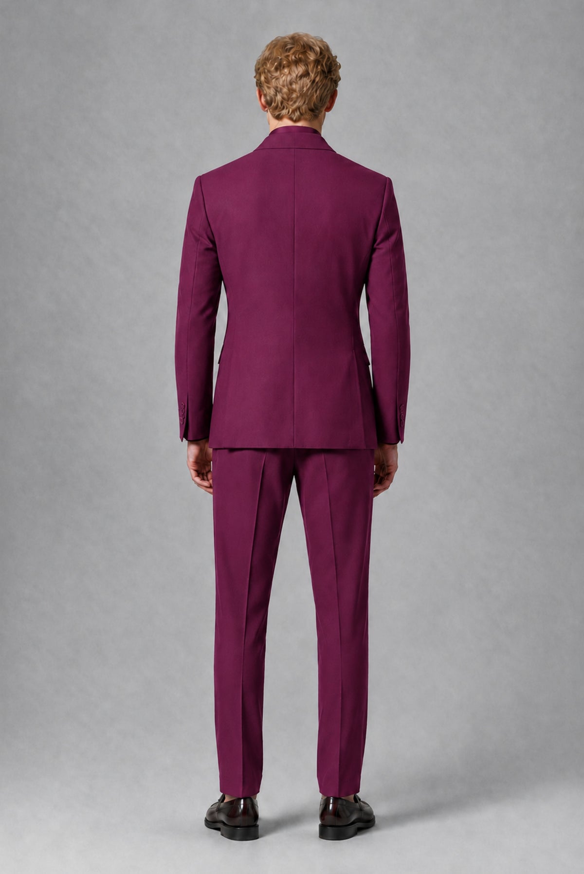 Savile Men's Plum Double-Breasted Two-Piece Suit - Plum