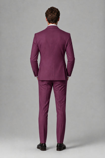 Savile Men's Dusty Plum 3-Piece Suit – Jacket, Vest & Trousers | QX0113 - Plum
