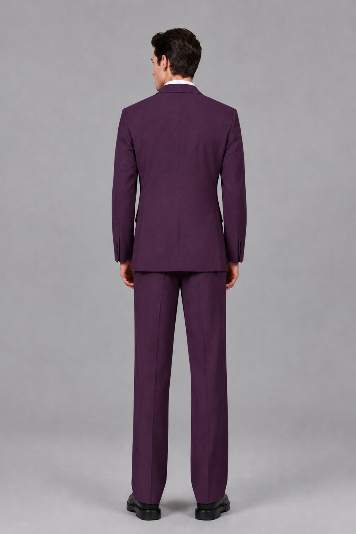 Savile Men's Plum Pleated 2-Piece Suit Set | Notch Lapel Blazer & Tailored Trousers - Plum - Plum_3
