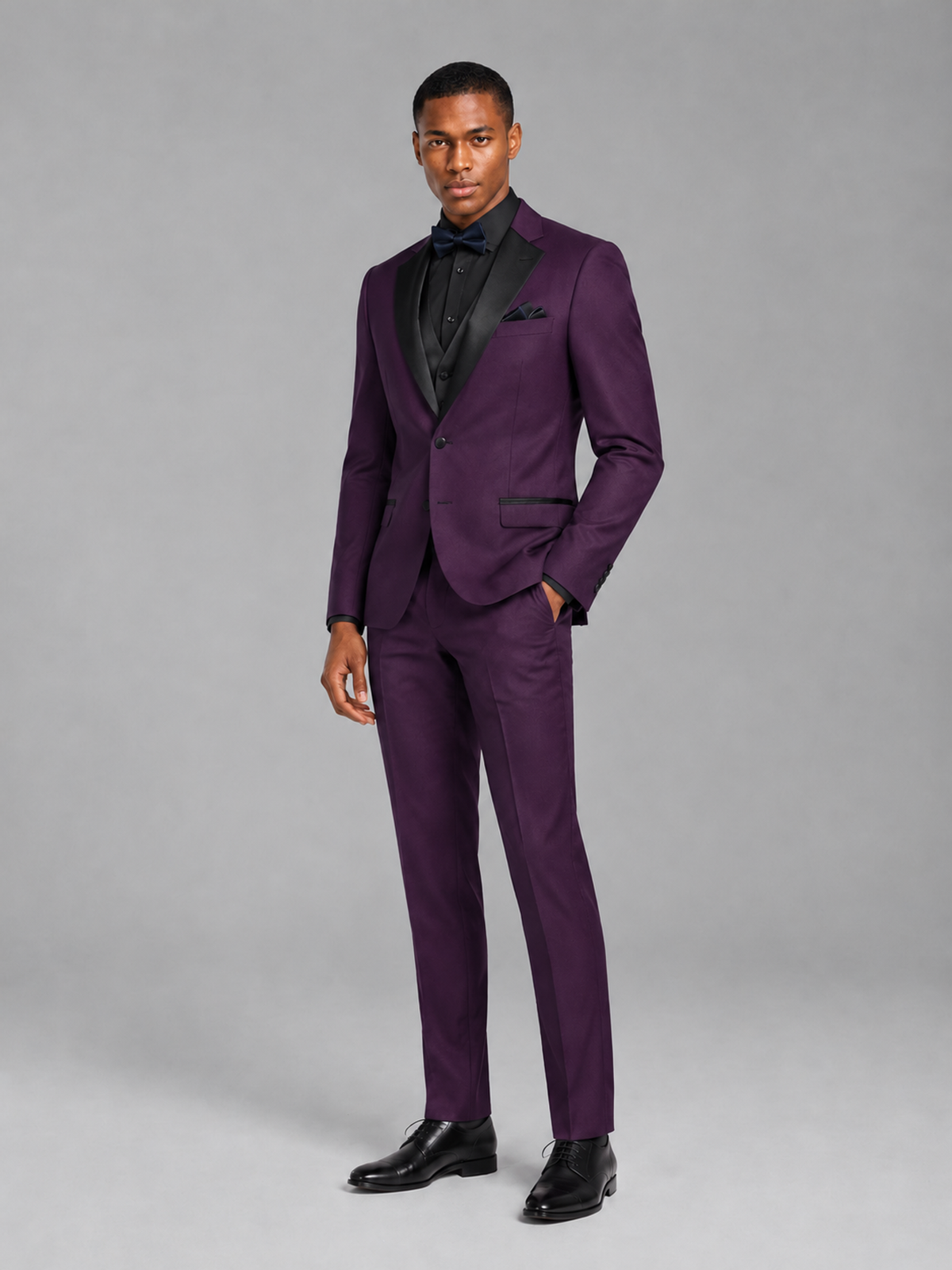 Savile Men's Plum Contrast Shawl Lapel Tuxedo Suit – 3-Piece Wedding, Prom & Black-Tie Formal Set - Plum - Plum_4