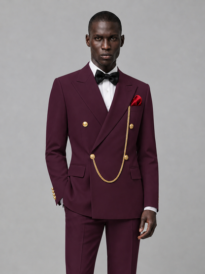 Men's Plum Double-Breasted 2-Piece Suit Set – Jacket & Trousers | Plum Chain - Plum