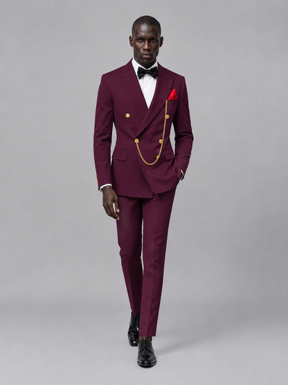 Men's Plum Double-Breasted 2-Piece Suit Set – Jacket & Trousers | Plum Chain - Plum