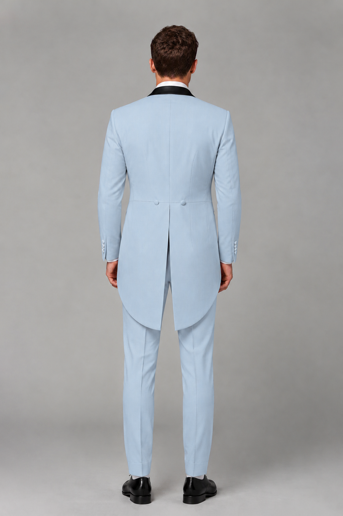 Savile Powder Blue 3-Piece Tailcoat Tuxedo Suit with Black Peak Lapel - Powder Blue - Powder Blue_03