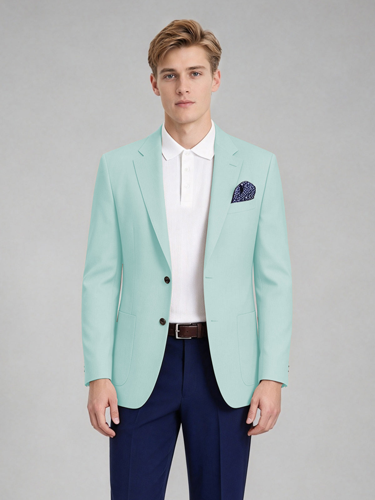 Savile Men's Slim-Fit Blazer – Notch Lapel Sport Coat | Powder Blue - Powder_Blue