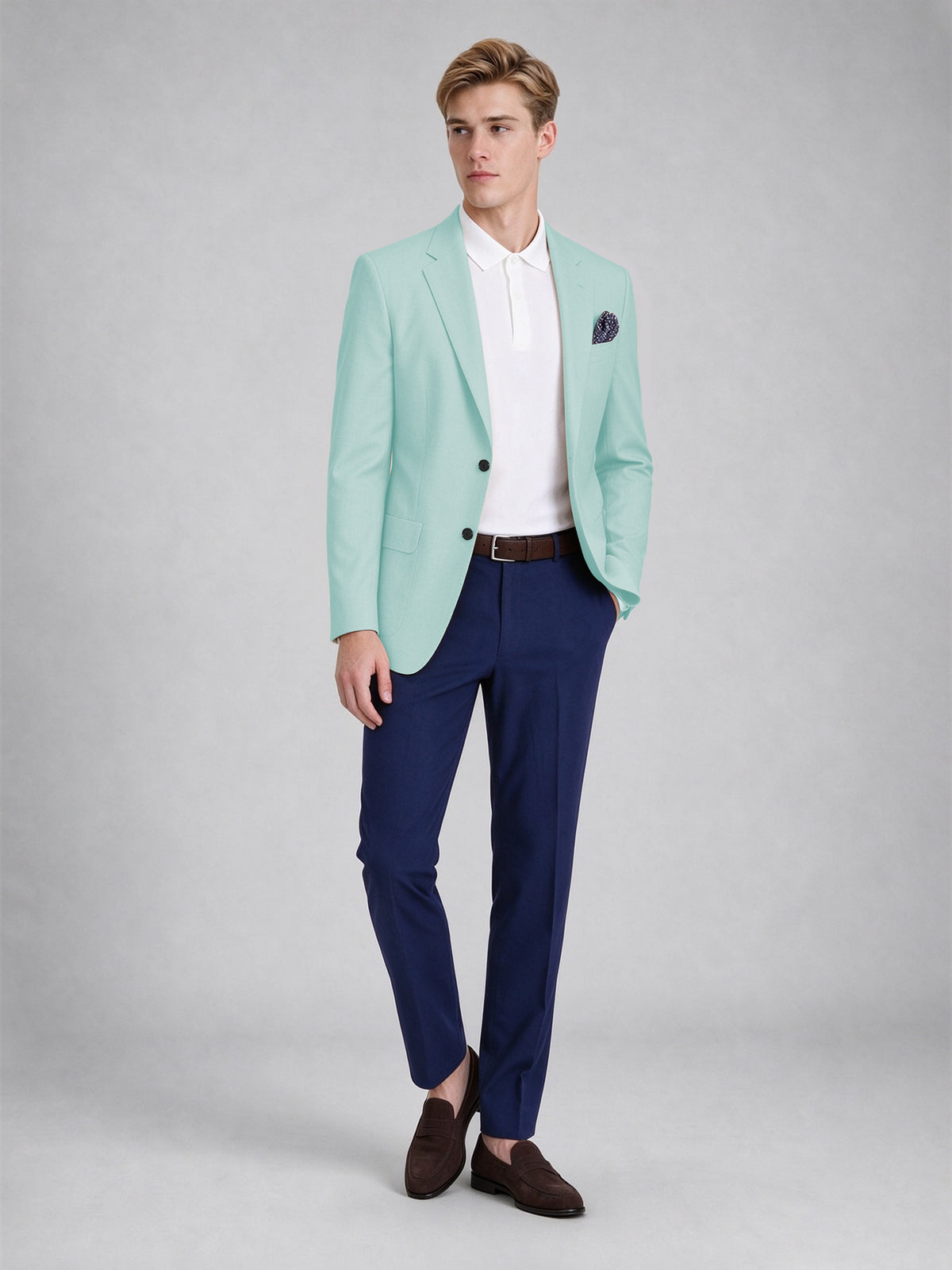 Savile Men's Slim-Fit Blazer – Notch Lapel Sport Coat | Powder Blue - Powder_Blue