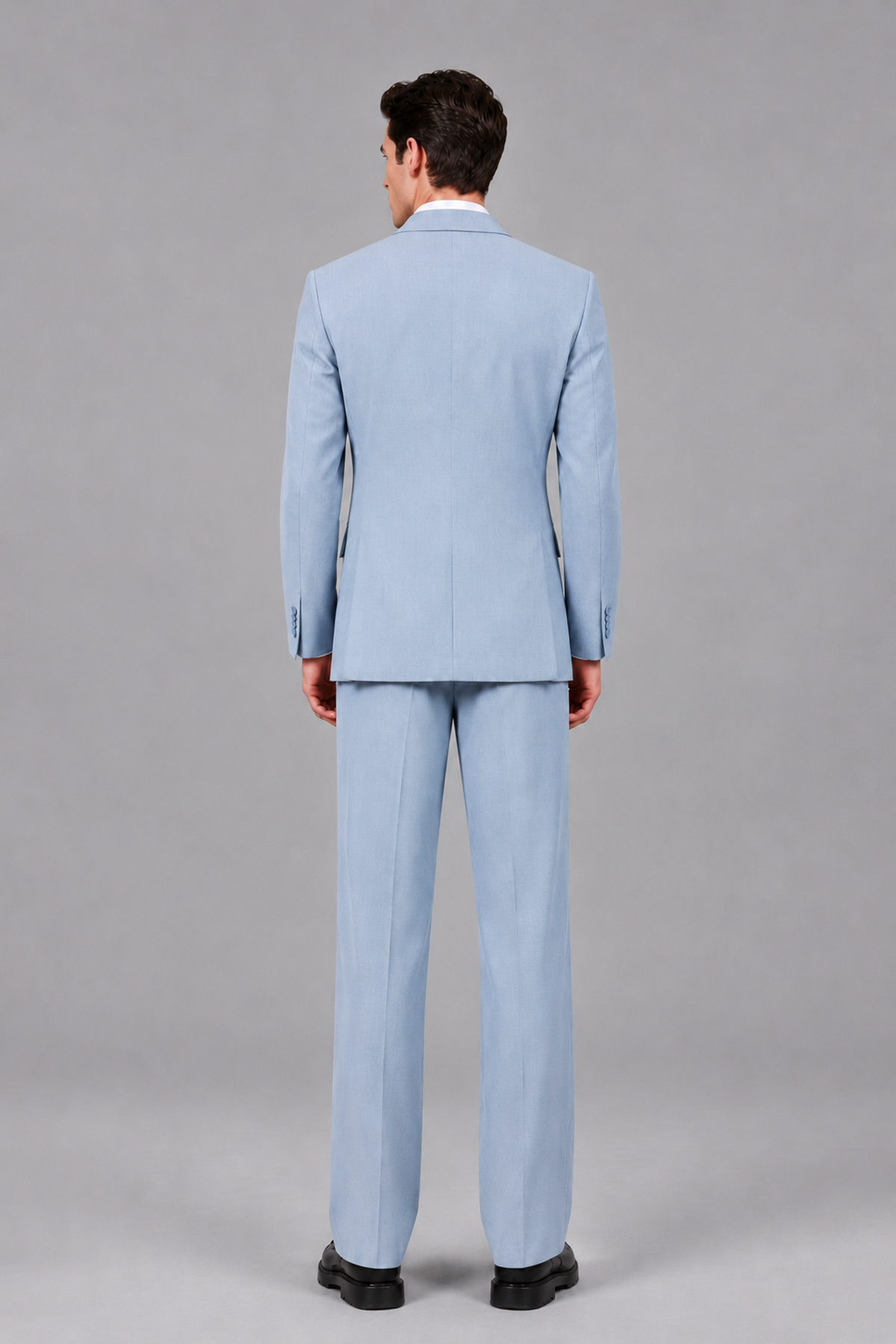 Savile Men's Powder Blue Pleated 2-Piece Suit Set | Notch Lapel Blazer & Tailored Trousers - Powder Blue - Powder Blue_3