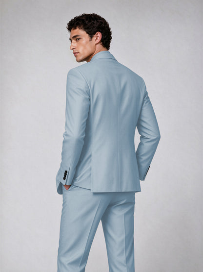 Savile Men's Powder Blue Double-Breasted 2-Piece Suit Set – Blazer & Trousers - Powder Blue