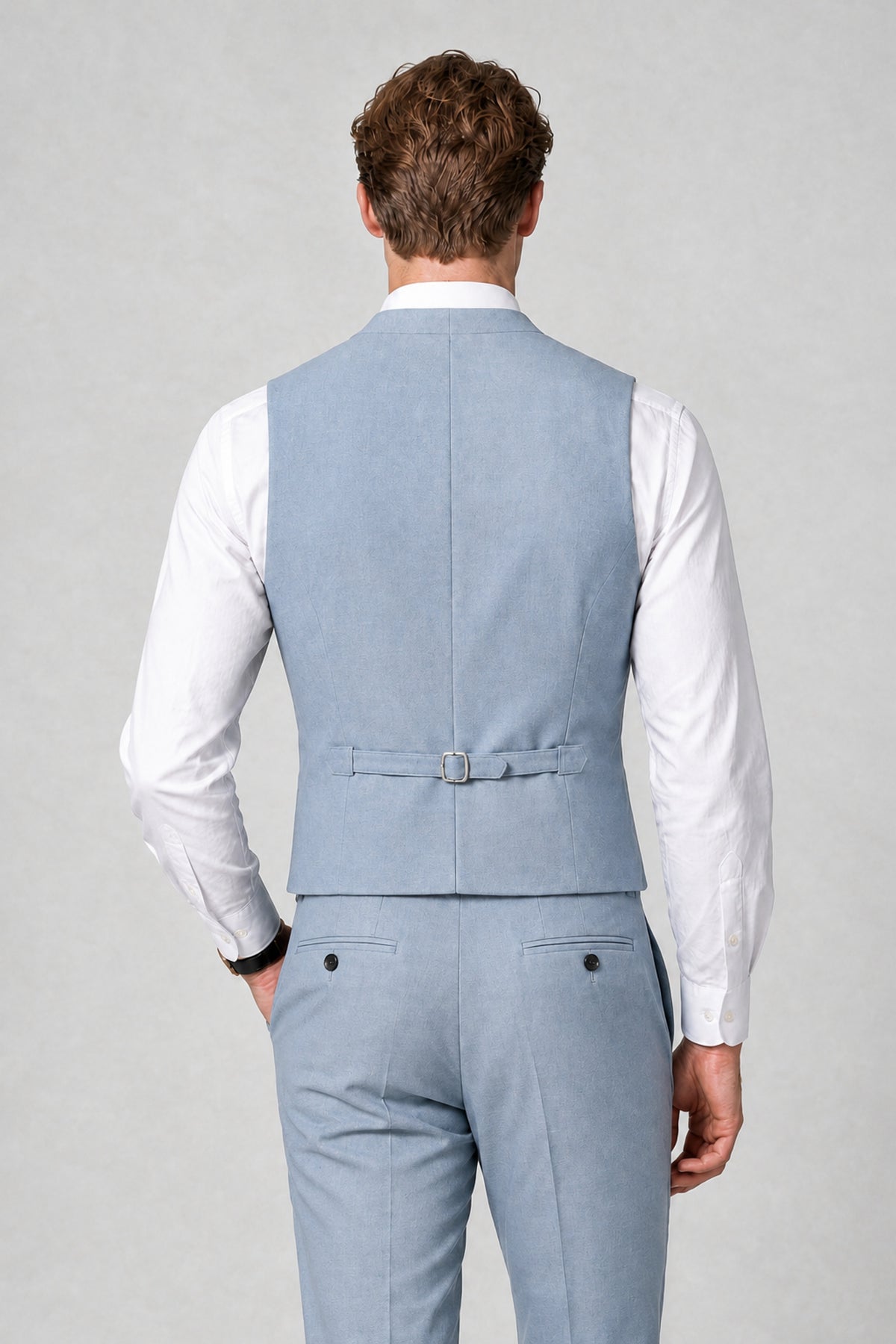Men's Classic Powder Blue Double-Breasted Shawl Lapel Suit Vest | Savile QX0100 - Powder Blue