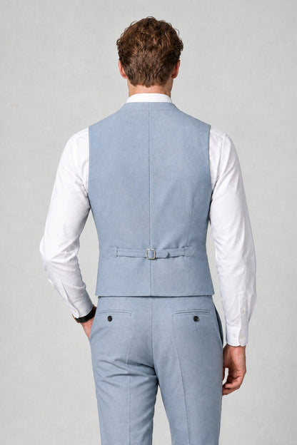 Men's Classic Powder Blue Double-Breasted Shawl Lapel Suit Vest | Savile QX0100 - Powder Blue