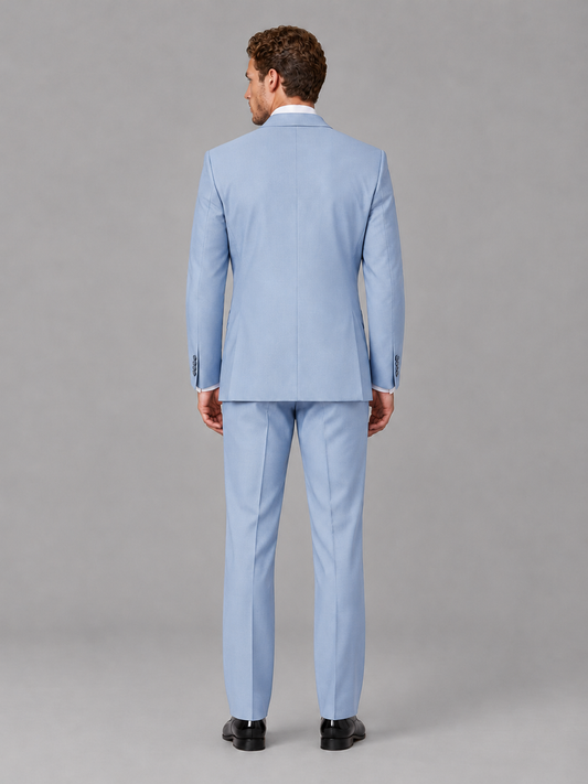 Savile Men's Powder Blue Peak Lapel 3-Piece Tuxedo Suit | Jacket, Vest & Trousers - Powder Blue