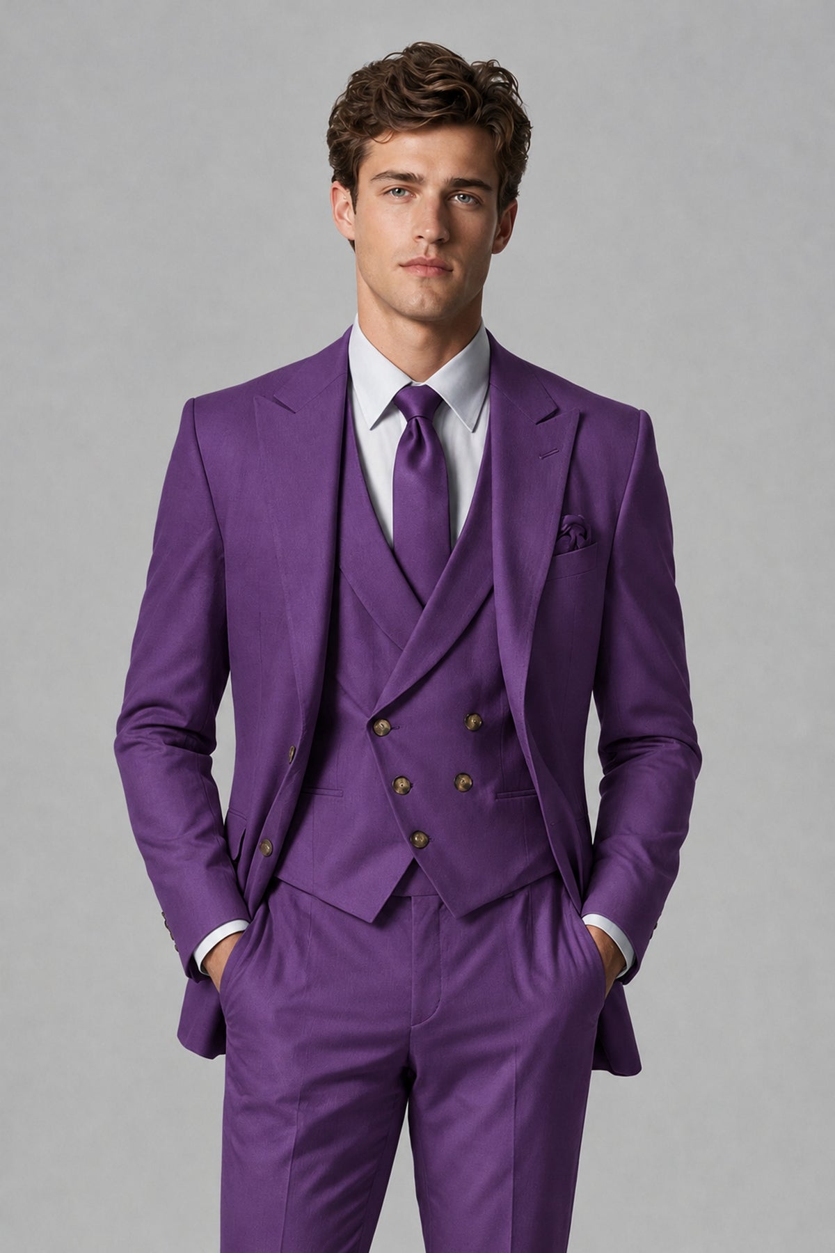 Savile Men's Dusty Purple 3-Piece Suit – Jacket, Vest & Trousers | QX0113 - Purple