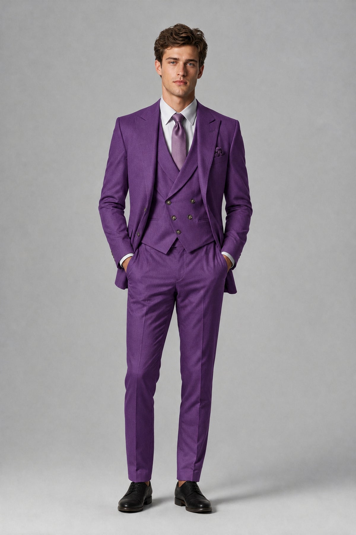 Savile Men's Dusty Purple 3-Piece Suit – Jacket, Vest & Trousers | QX0113 - Purple