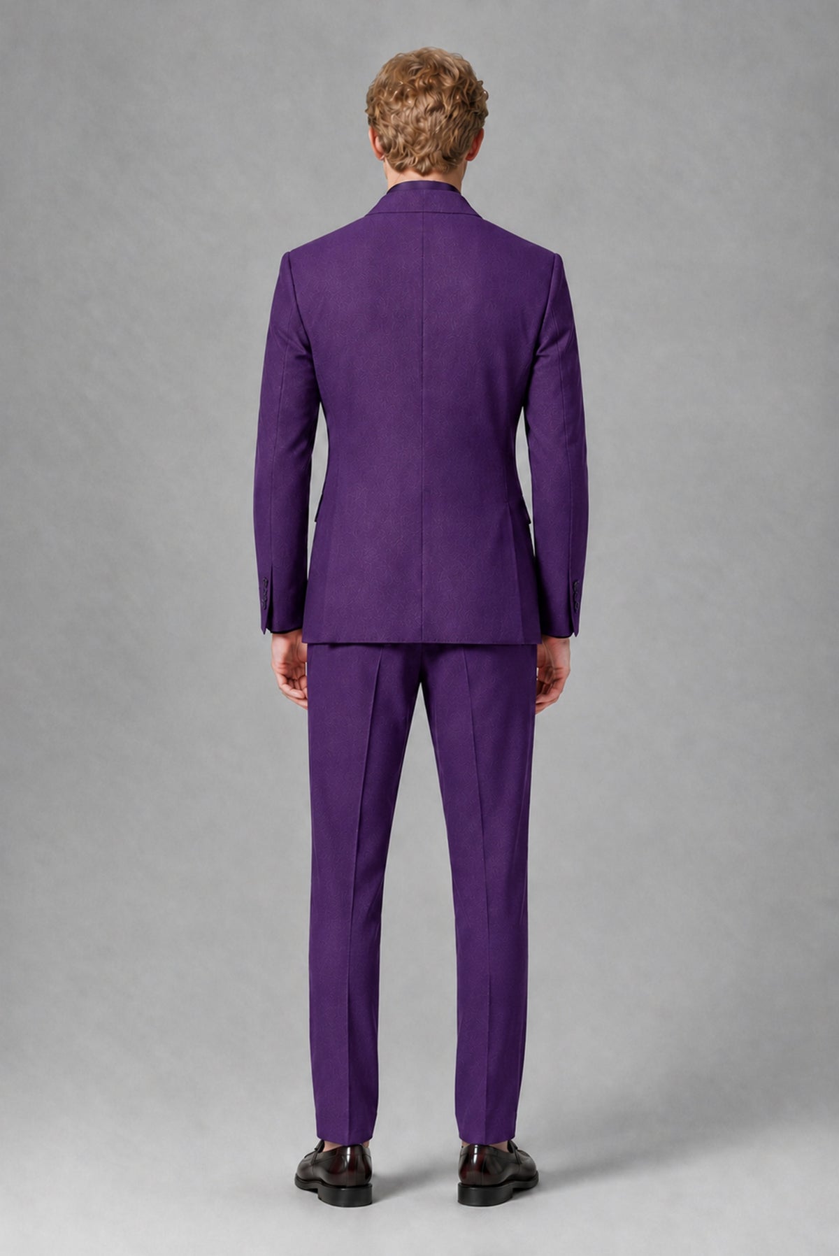 Savile Men's Purple Double-Breasted Two-Piece Suit - Purple