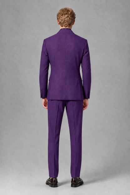 Savile Men's Purple Double-Breasted Two-Piece Suit - Purple